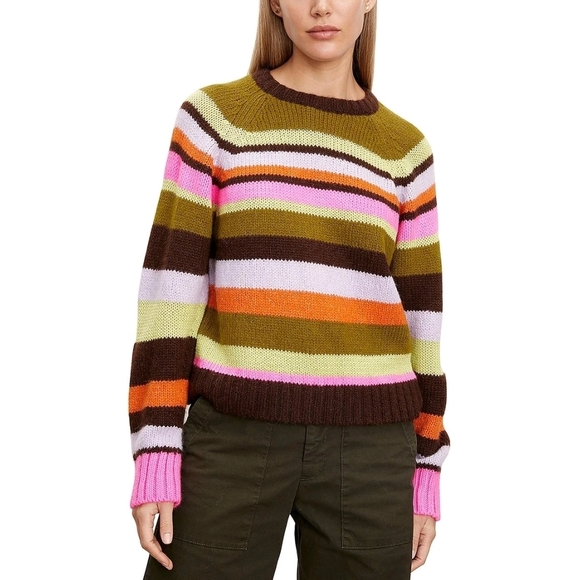 VELVET by Graham & Spencer Nessie Alpaca Stripe Sweater Womens Multi Crewneck XS - Picture 14 of 16